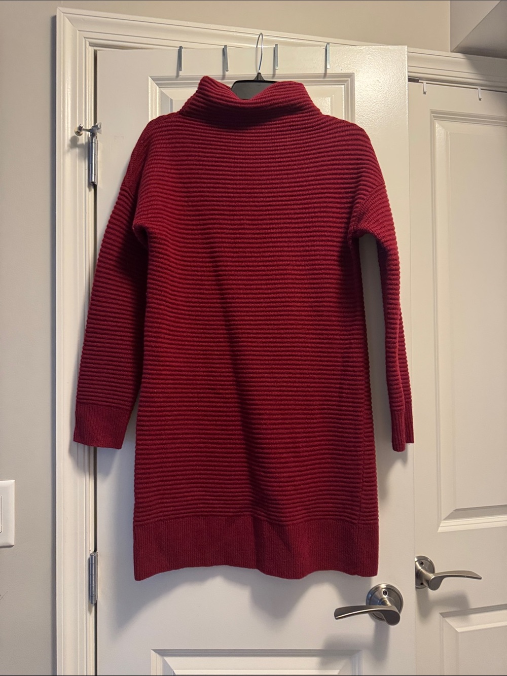 Madewell Red Ribbed Turtleneck Sweater Dress